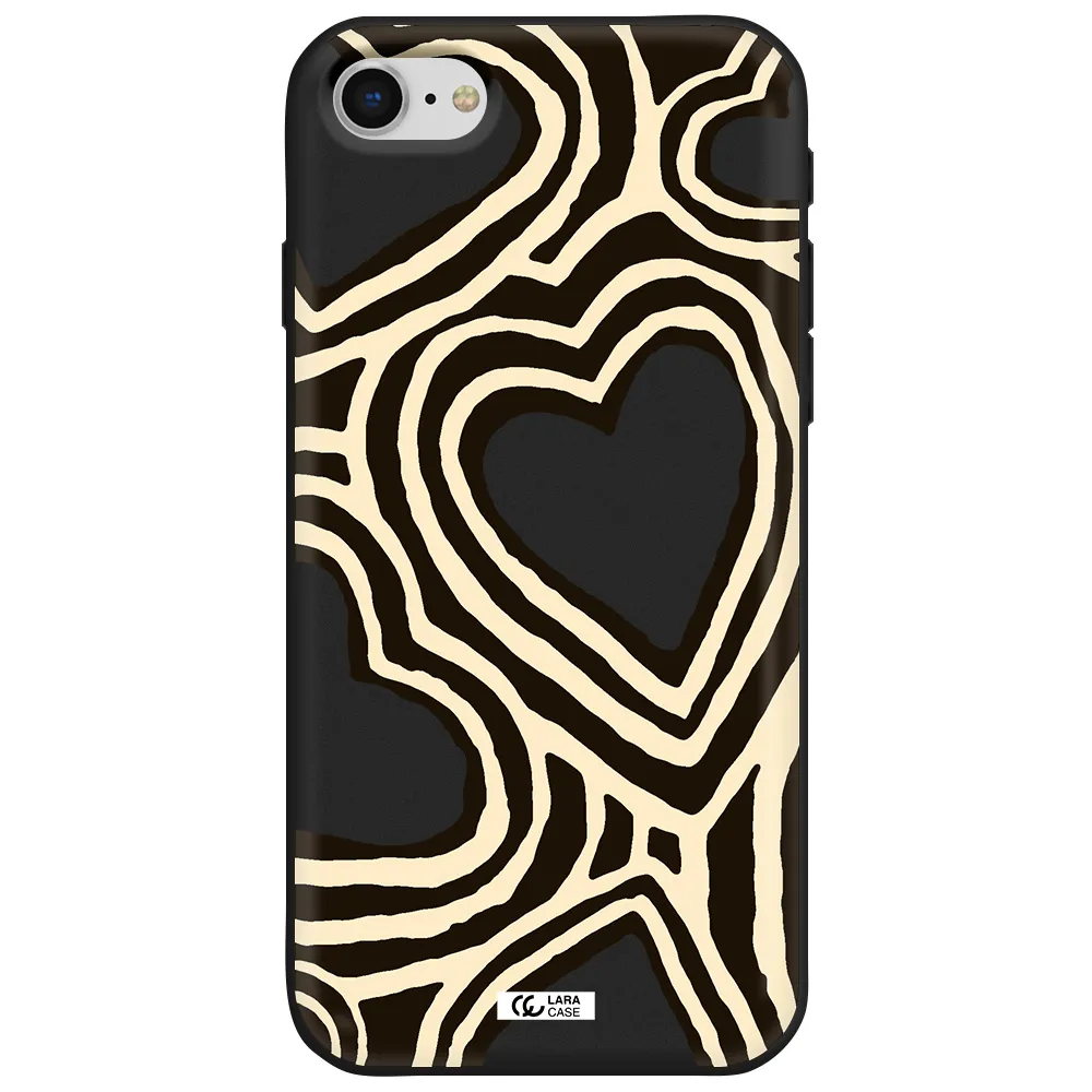 Cute Hearts Apple iPhone se 2020 Silicone black Case