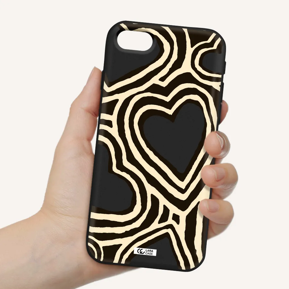 Cute Hearts Apple iPhone se 2020 Silicone black Case
