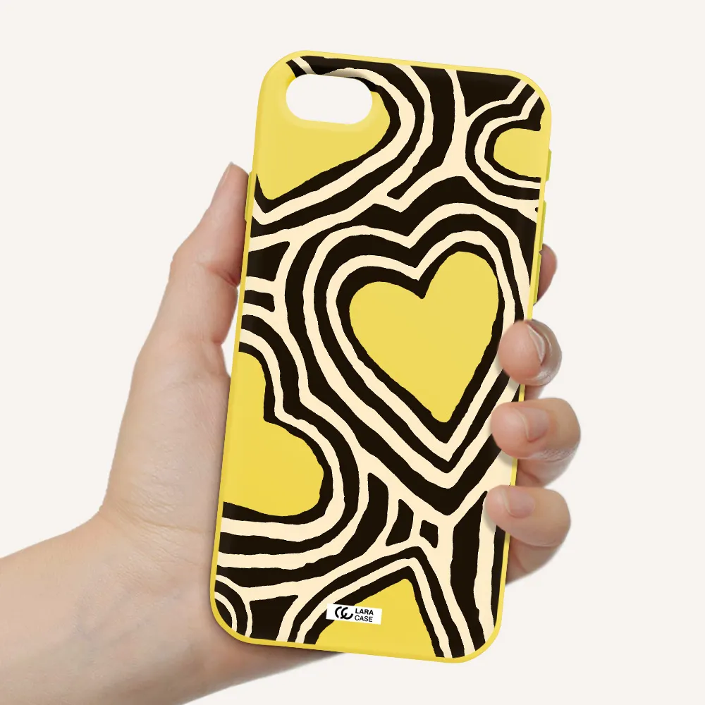 Cute Hearts Apple iPhone se 2020 Silicone canary yellow Case