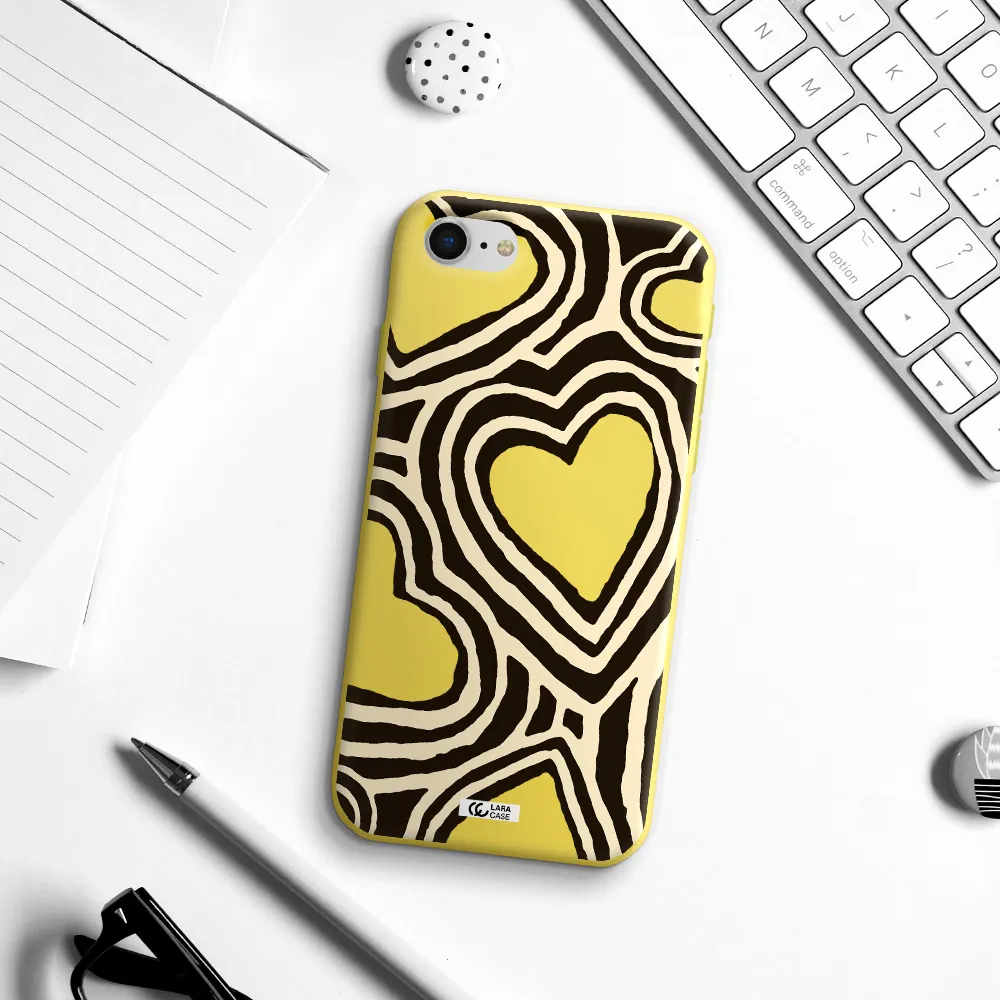 Cute Hearts Apple iPhone se 2020 Silicone canary yellow Case