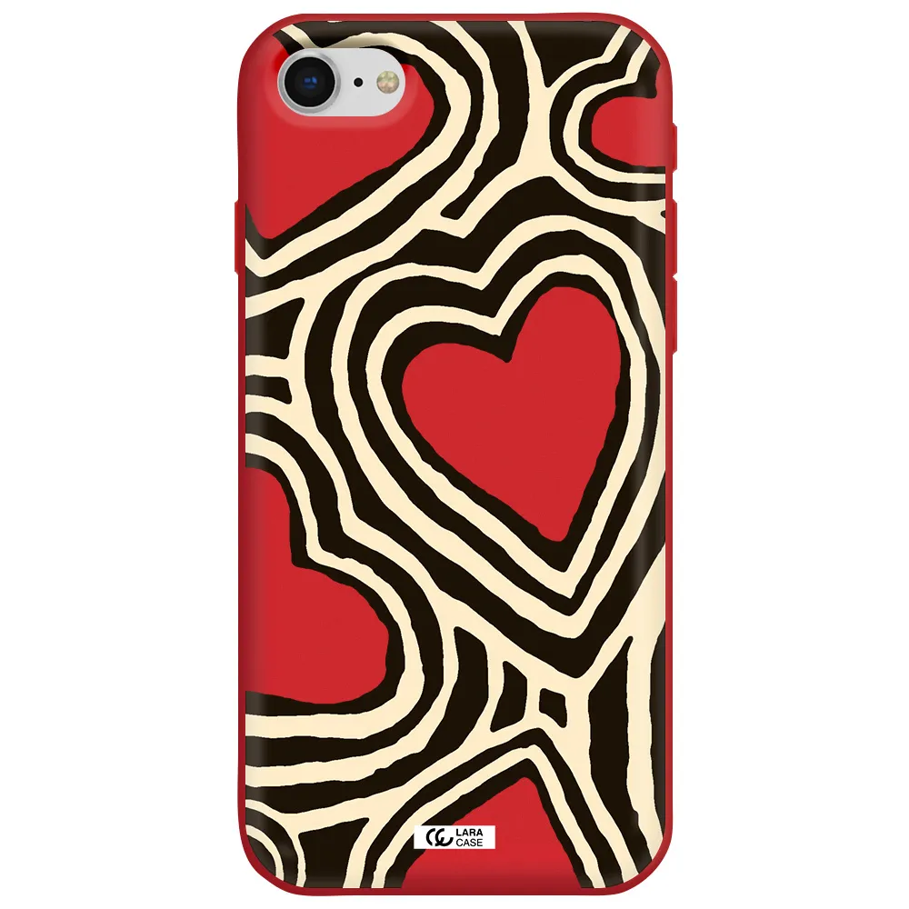 Cute Hearts Apple iPhone se 2020 Silicone Imperial Red Case