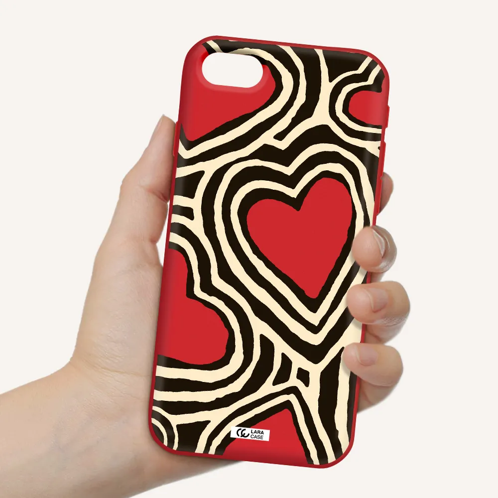 Cute Hearts Apple iPhone se 2020 Silicone Imperial Red Case