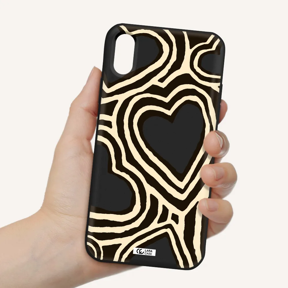 Cute Hearts Apple iPhone X Silicone black Case