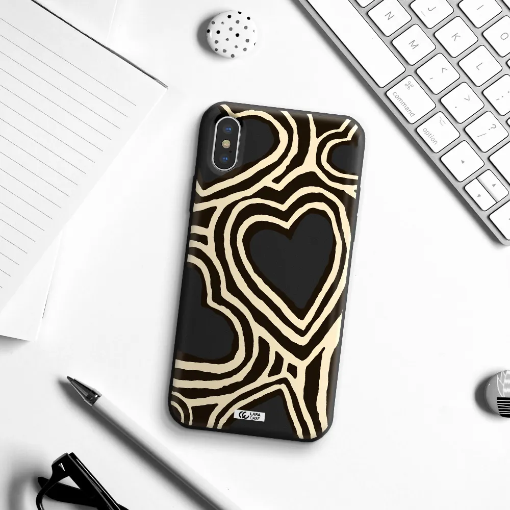 Cute Hearts Apple iPhone X Silicone black Case