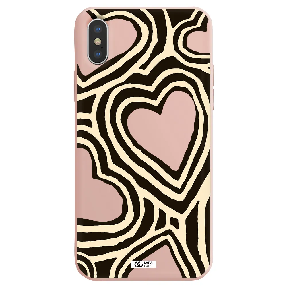 Cute Hearts Apple iPhone X Silicone pastel pink Case