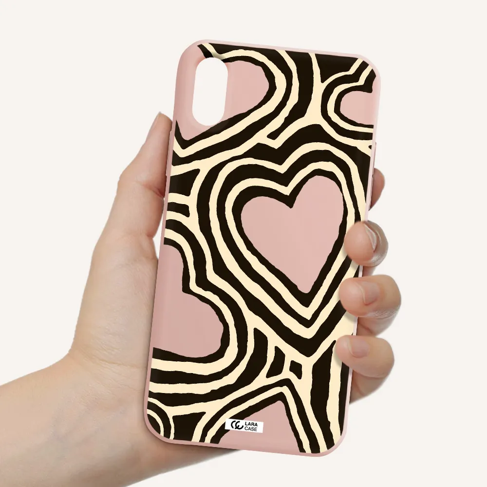 Cute Hearts Apple iPhone X Silicone pastel pink Case