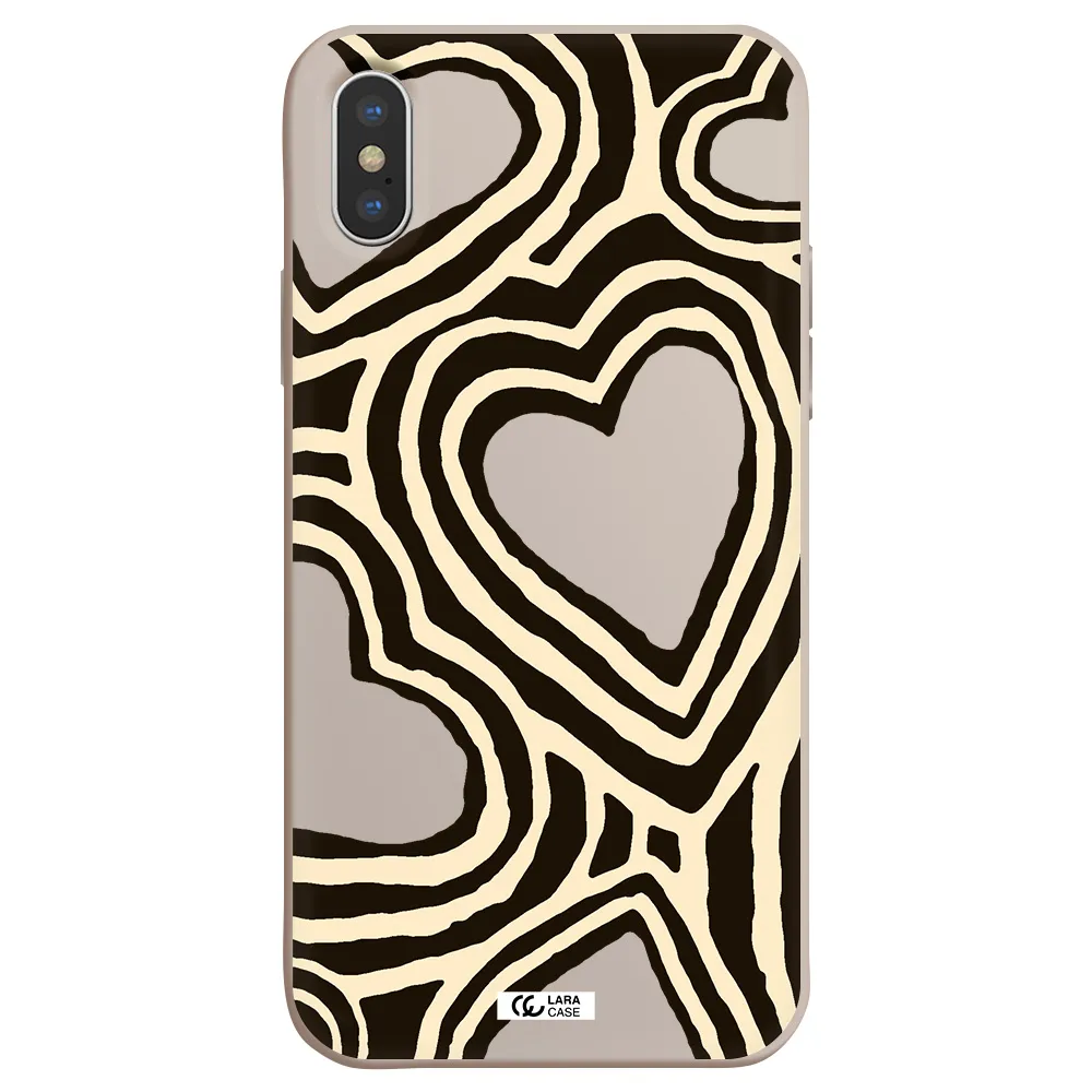 Cute Hearts Apple iPhone X Silicone Stone Case