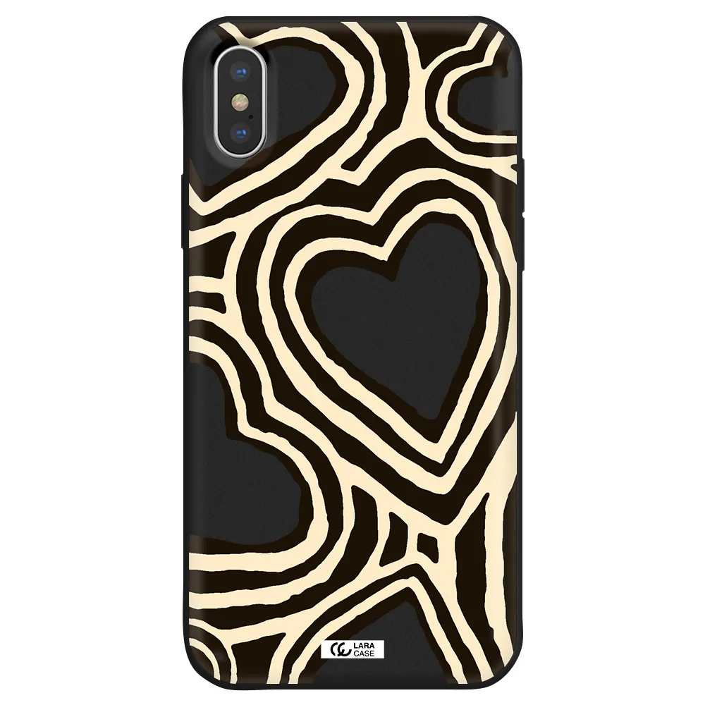 Cute Hearts Apple iPhone XS Silicone black Case