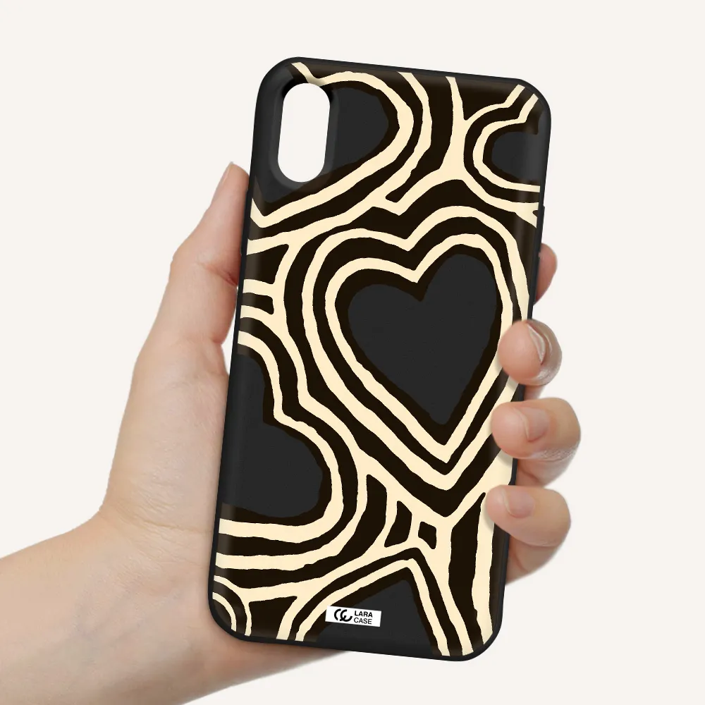 Cute Hearts Apple iPhone XS Silicone black Case