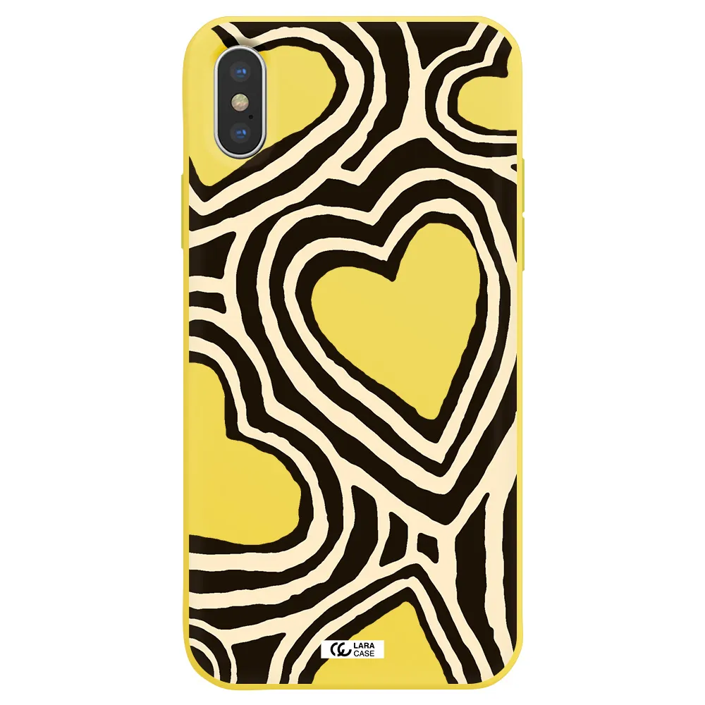 Cute Hearts Apple iPhone XS Silicone canary yellow Case