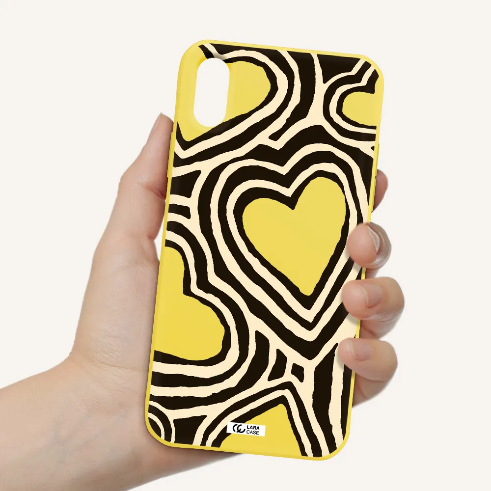 Cute Hearts Apple iPhone XS Silicone canary yellow Case