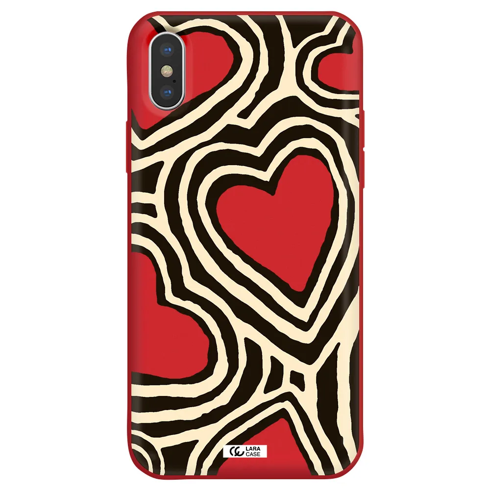 Cute Hearts Apple iPhone XS Silicone Imperial Red Case