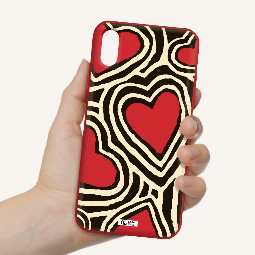 Cute Hearts Apple iPhone XS Silicone Imperial Red Case