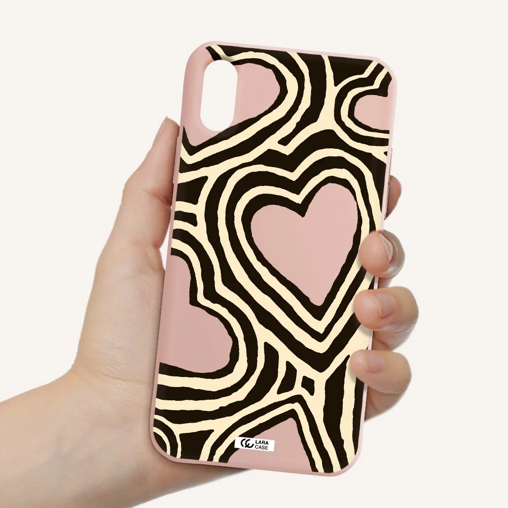 Cute Hearts Apple iPhone XS Silicone pastel pink Case