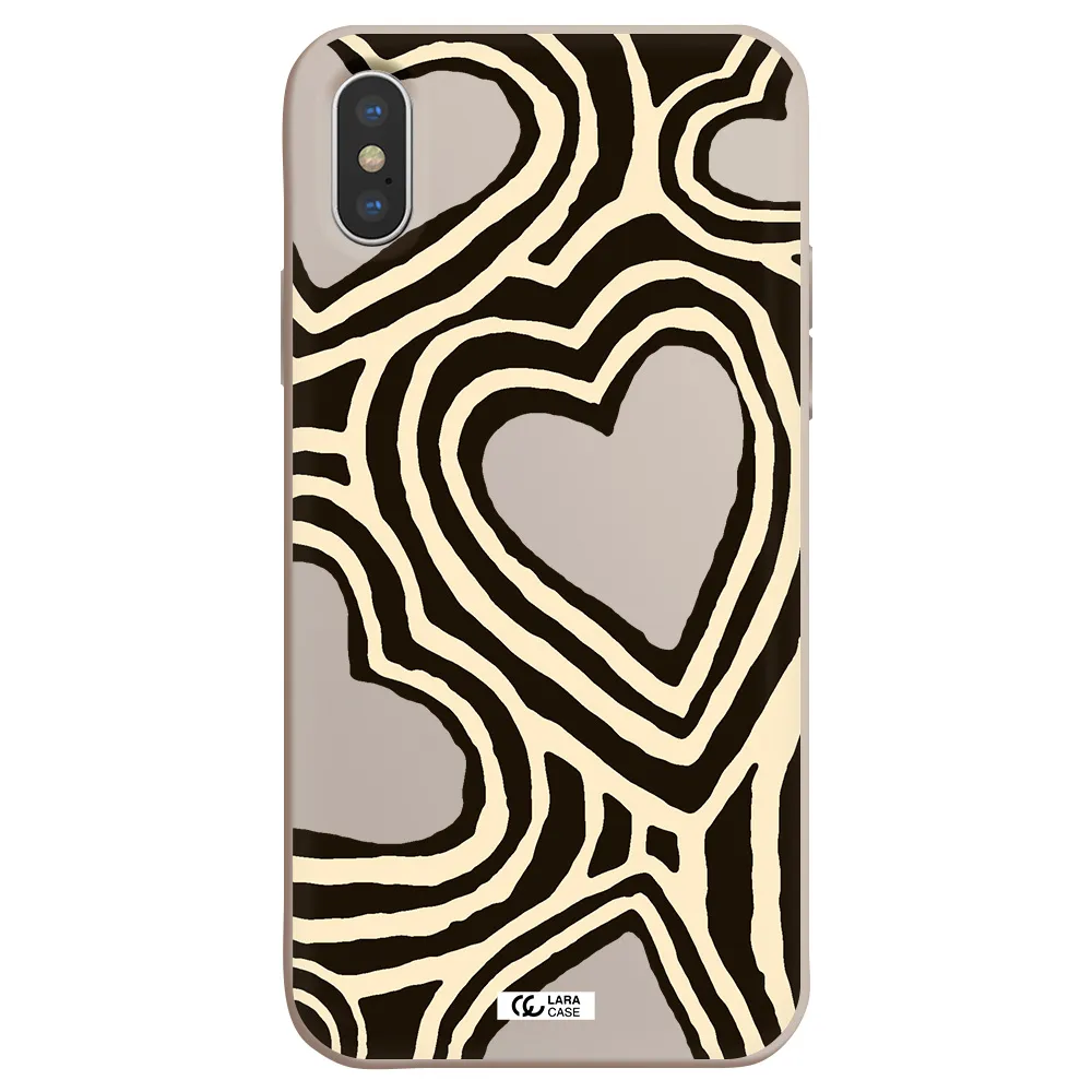 Cute Hearts Apple iPhone XS Silicone Stone Case