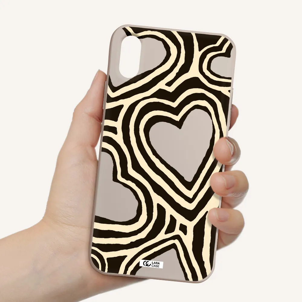Cute Hearts Apple iPhone XS Silicone Stone Case
