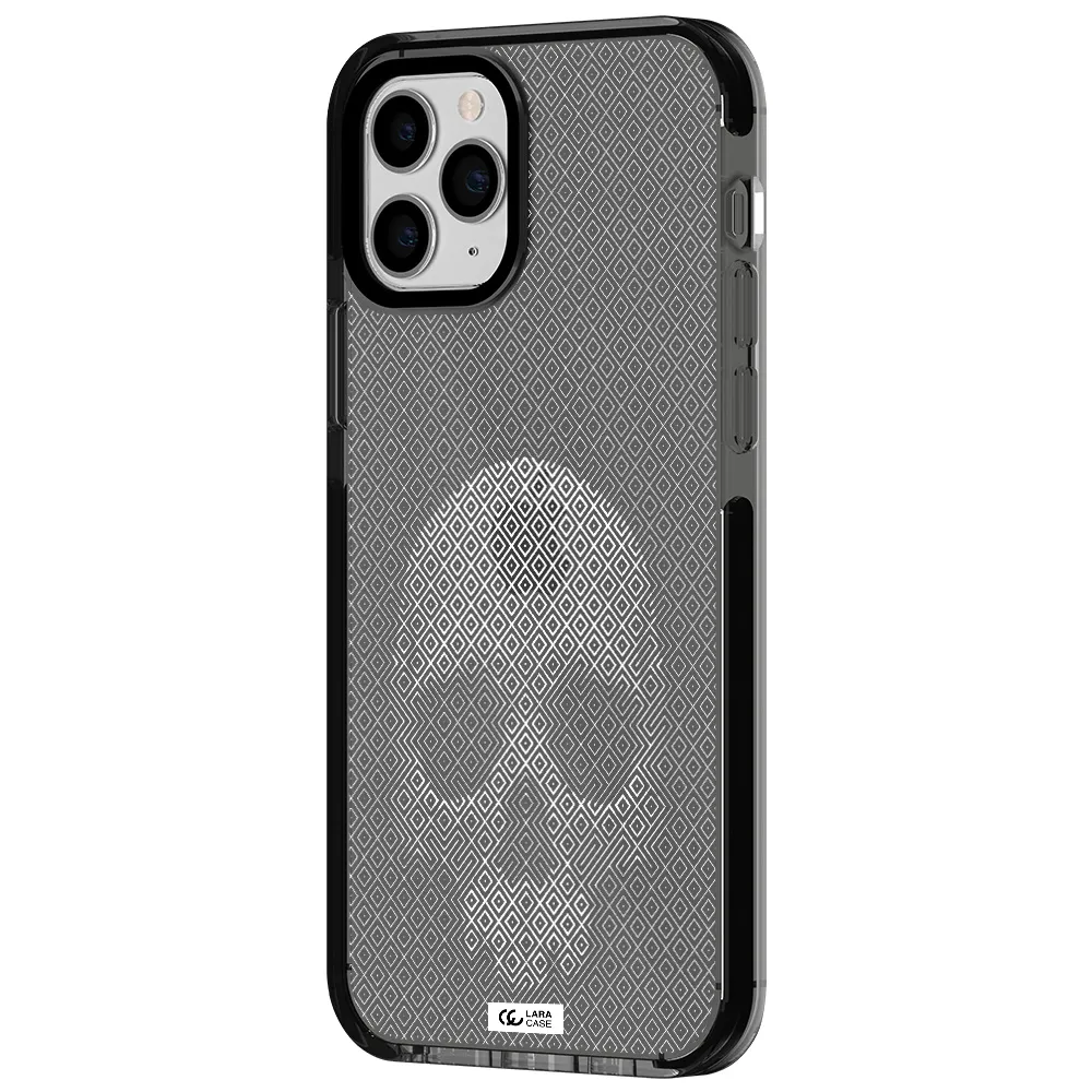 Skull Line Pattern Apple iPhone 11 pro max impact Smoke Black Case