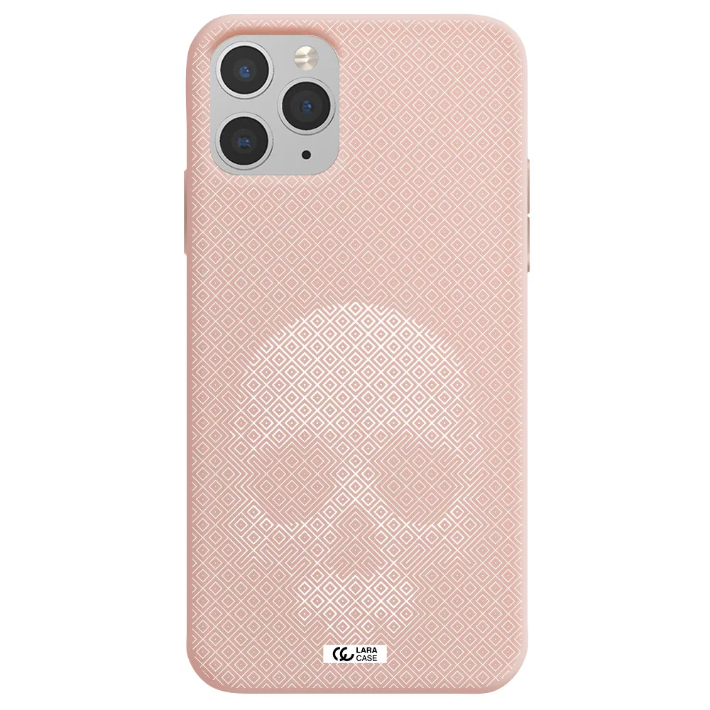 Skull Line Pattern Apple iPhone 11 pro max Silicone pastel pink Case