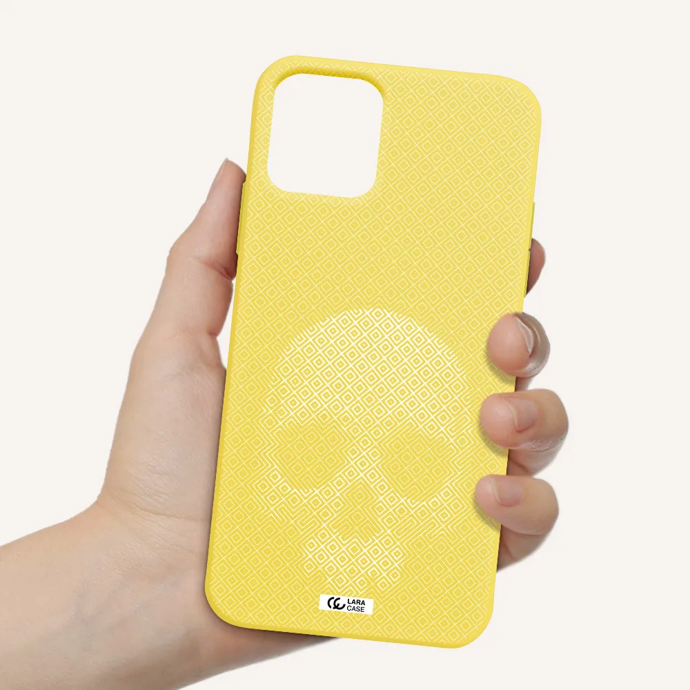 Skull Line Pattern Apple iPhone 11 pro Silicone canary yellow Case