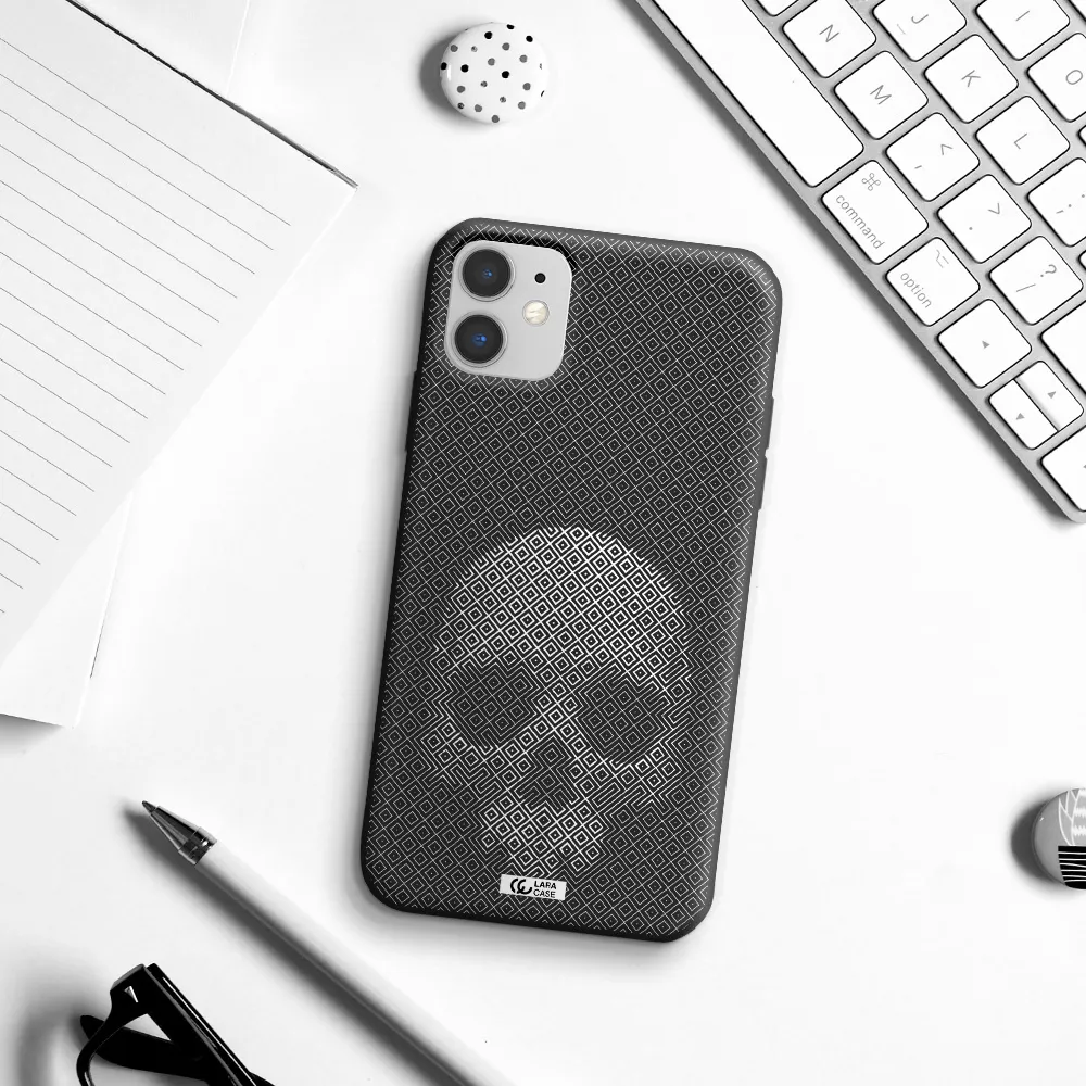 Skull Line Pattern Apple iPhone 11 Silicone black Case
