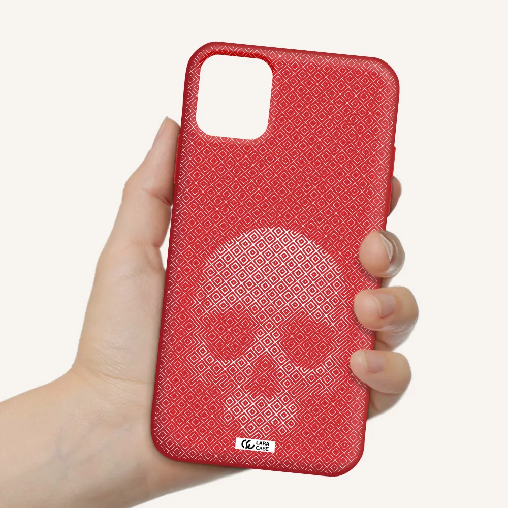 Skull Line Pattern Apple iPhone 11 Silicone Imperial Red Case