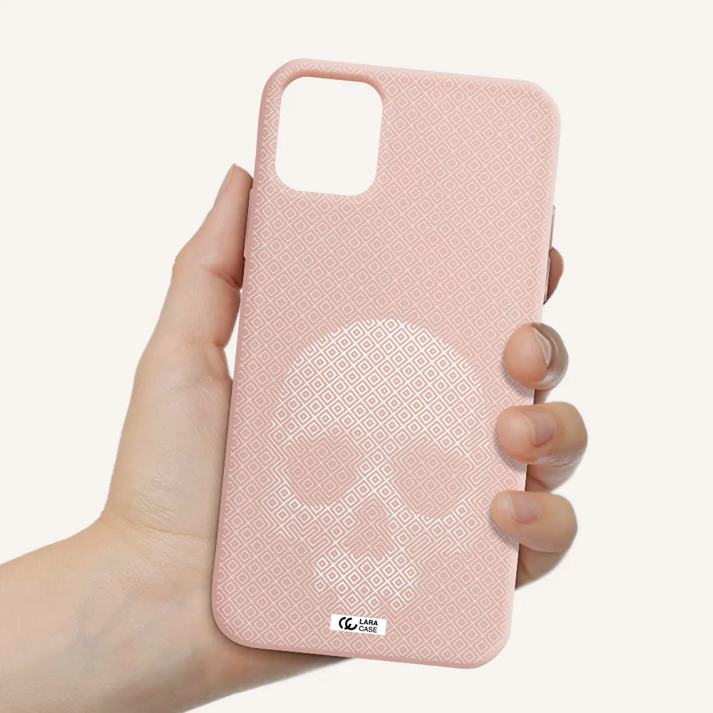 Skull Line Pattern Apple iPhone 11 Silicone pastel pink Case