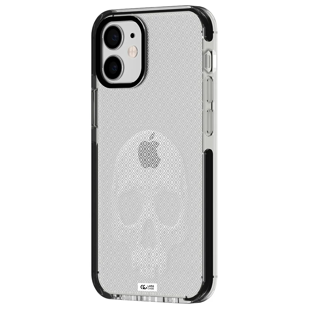 Skull Line Pattern Apple iPhone 12 mini impact black border Case