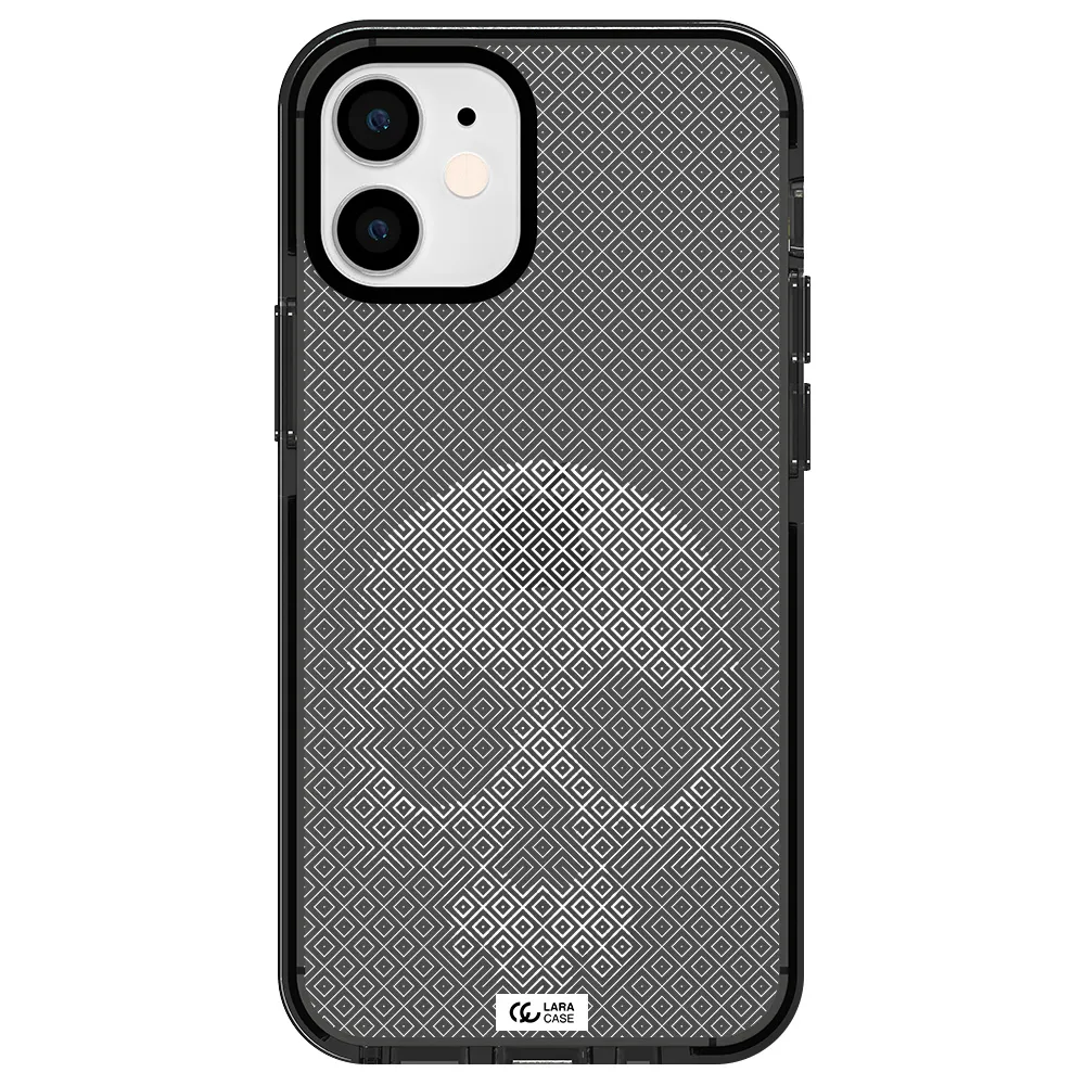 Skull Line Pattern Apple iPhone 12 mini impact Smoke Black Case