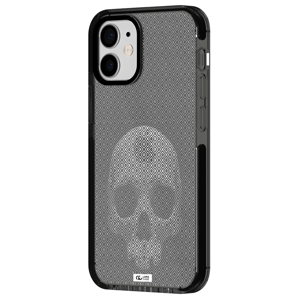 Skull Line Pattern Apple iPhone 12 mini impact Smoke Black Case