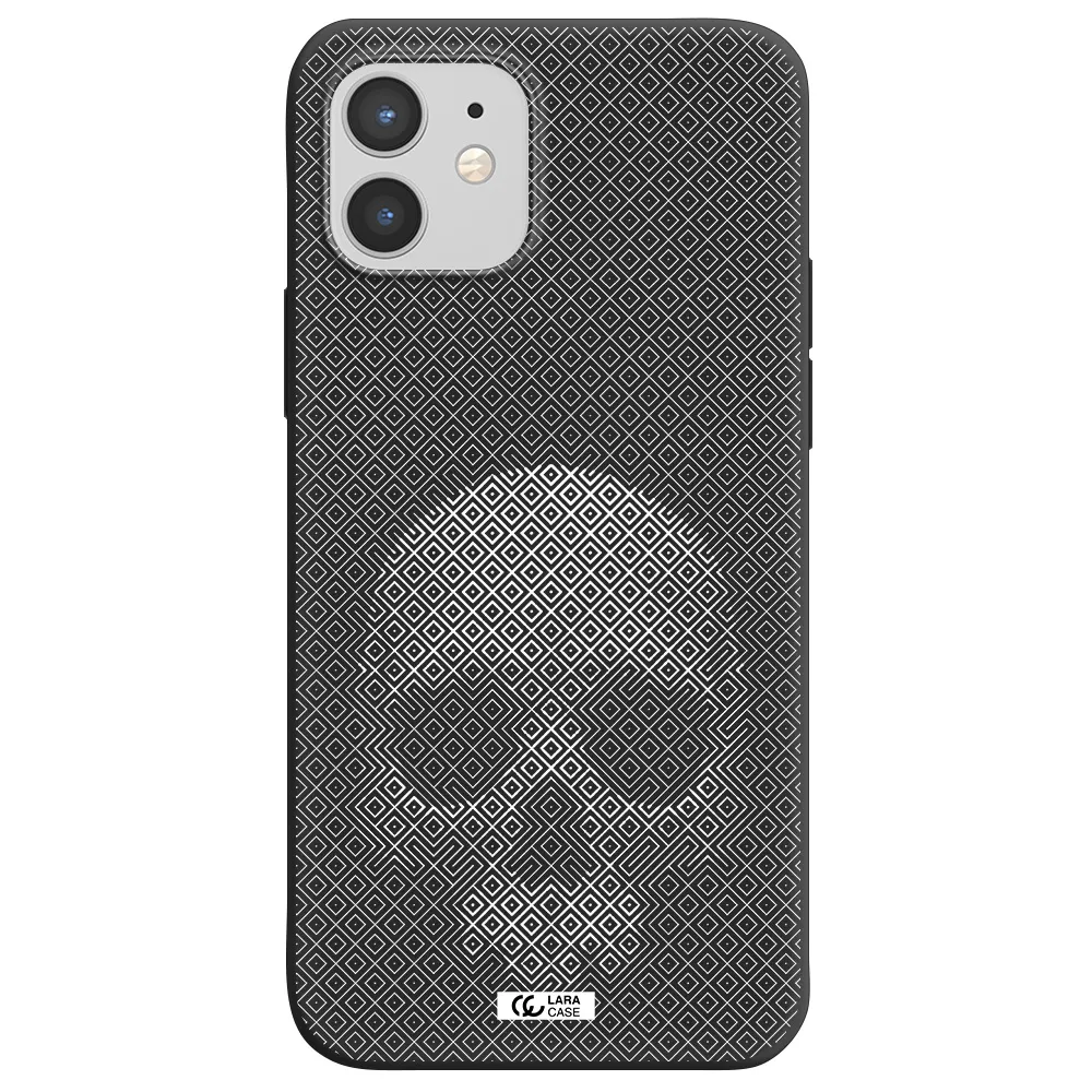 Skull Line Pattern Apple iPhone 12 mini Silicone black Case