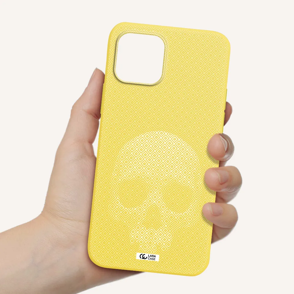 Skull Line Pattern Apple iPhone 12 mini Silicone canary yellow Case