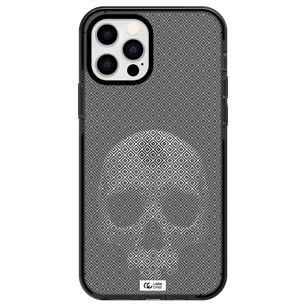 Skull Line Pattern Apple iPhone 12 pro impact Smoke Black Case