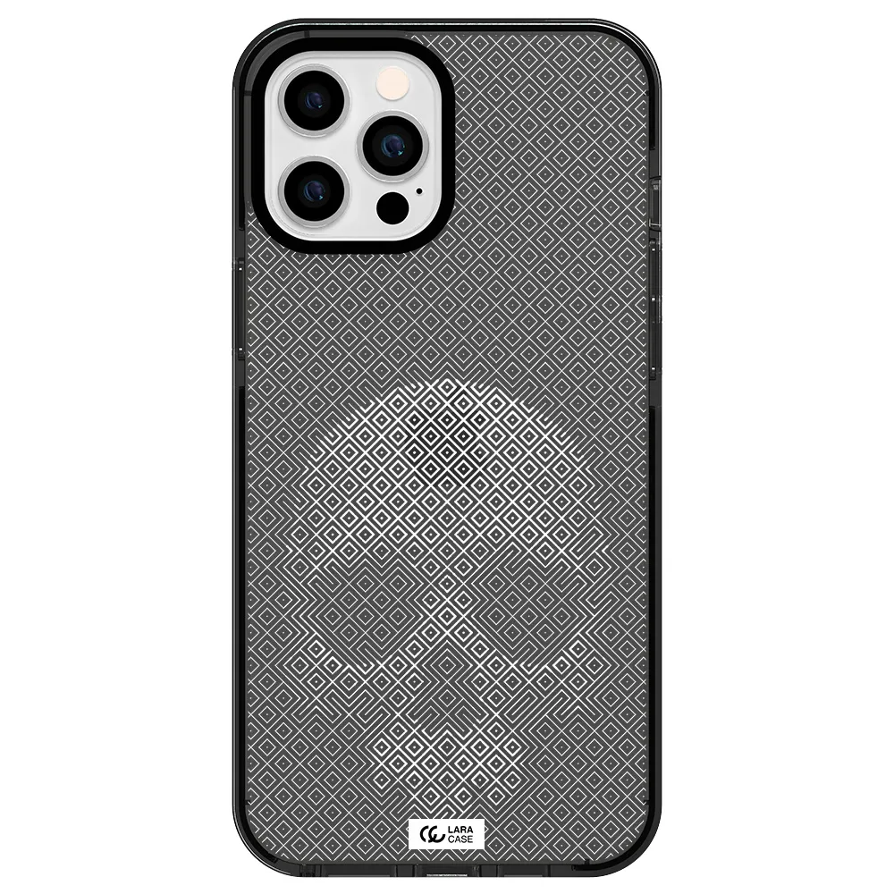 Skull Line Pattern Apple iPhone 12 pro max impact Smoke Black Case