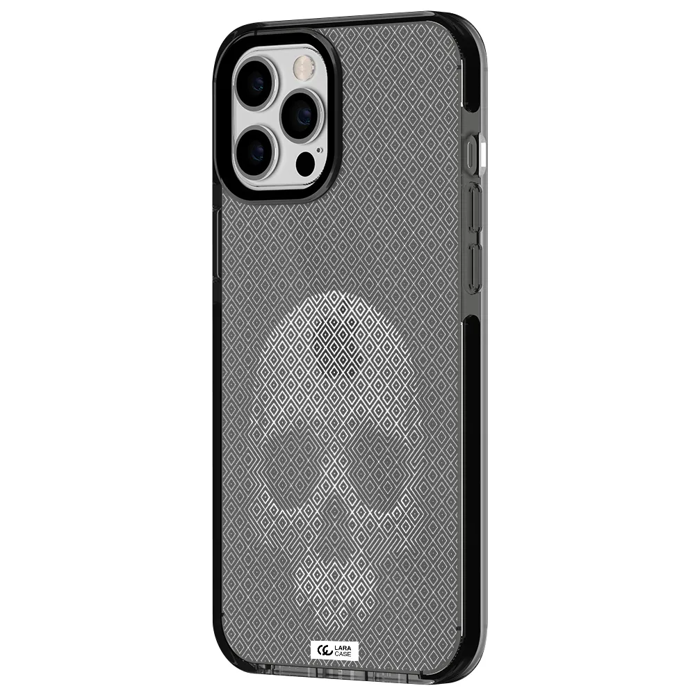 Skull Line Pattern Apple iPhone 12 pro max impact Smoke Black Case