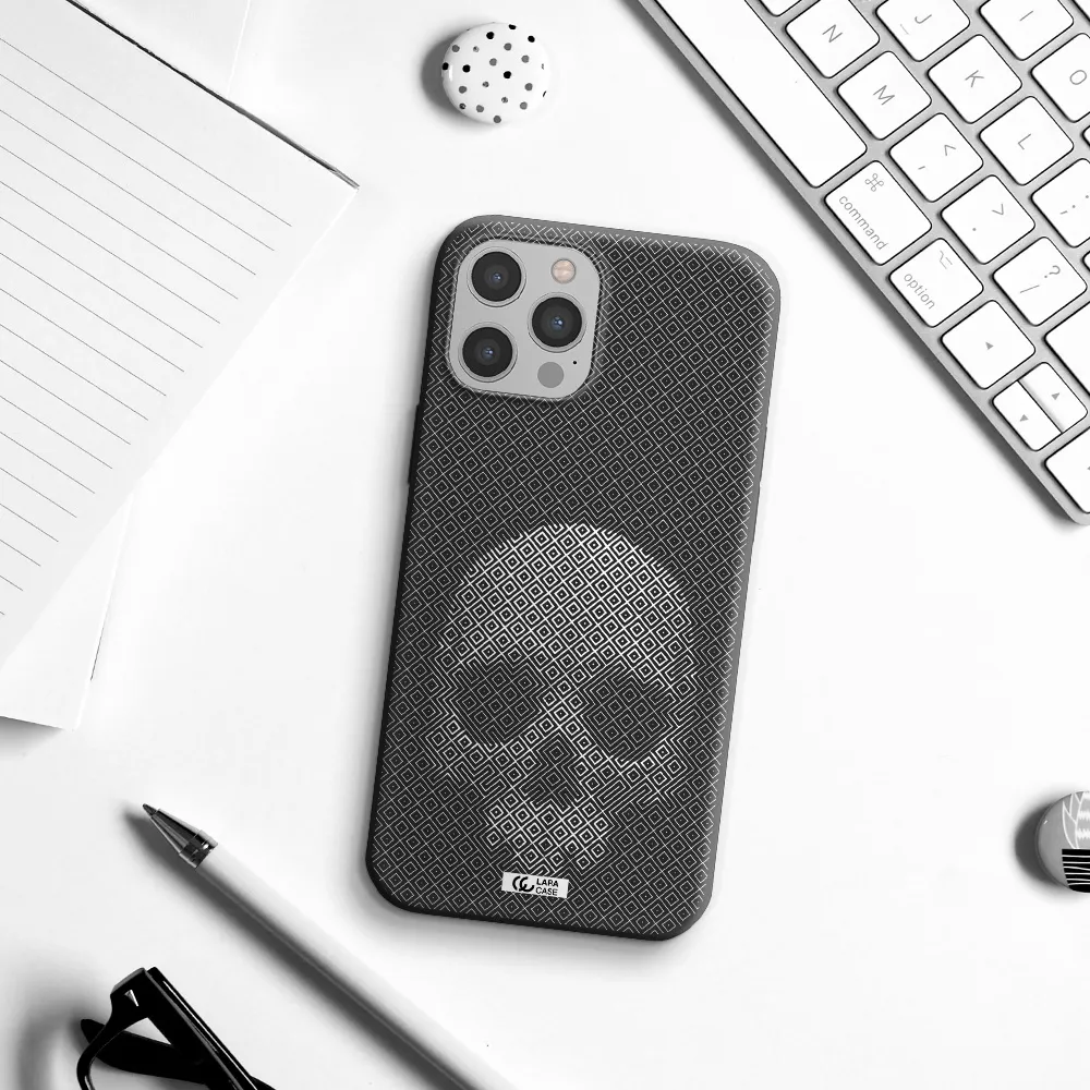 Skull Line Pattern Apple iPhone 12 pro max Silicone black Case