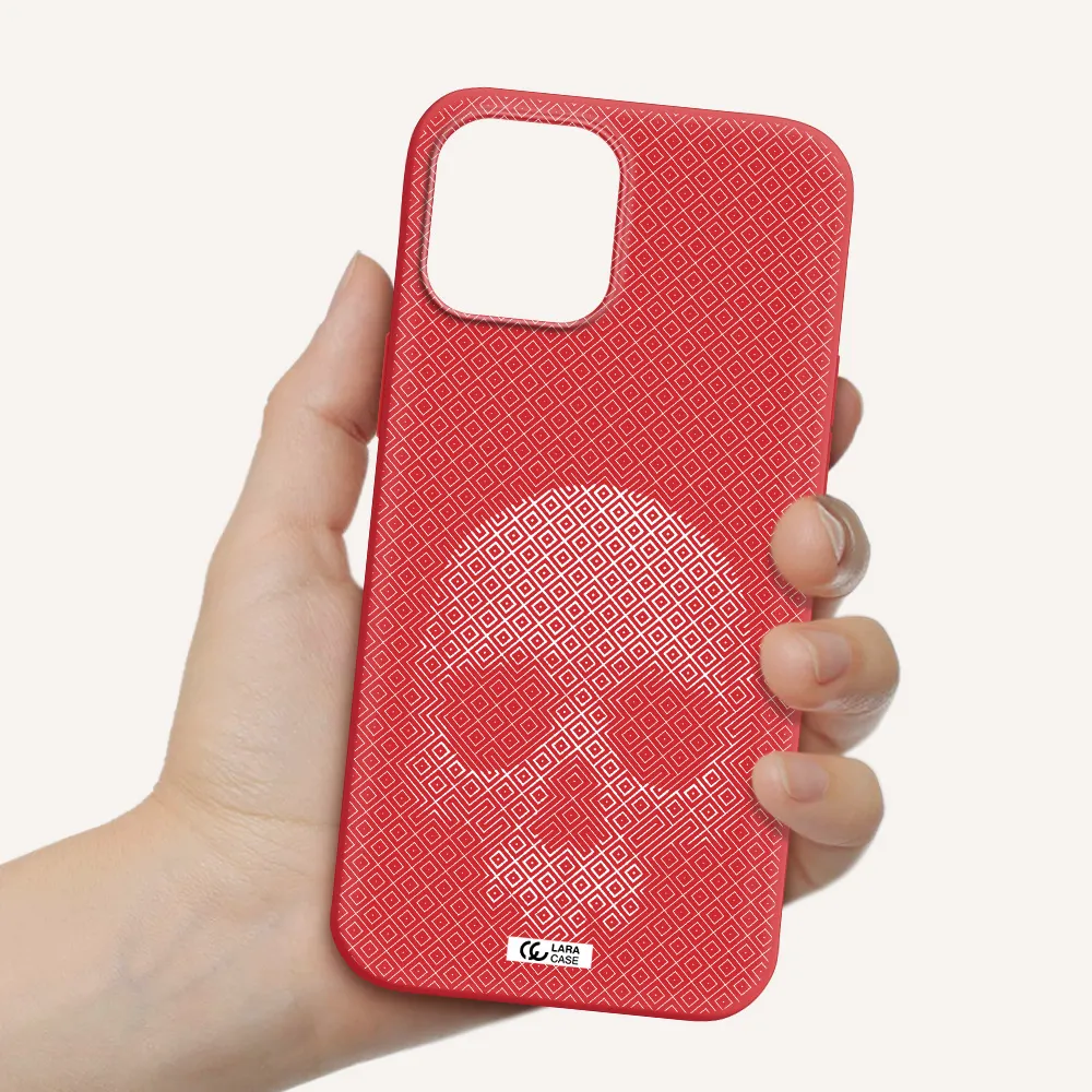 Skull Line Pattern Apple iPhone 12 pro max Silicone Imperial Red Case