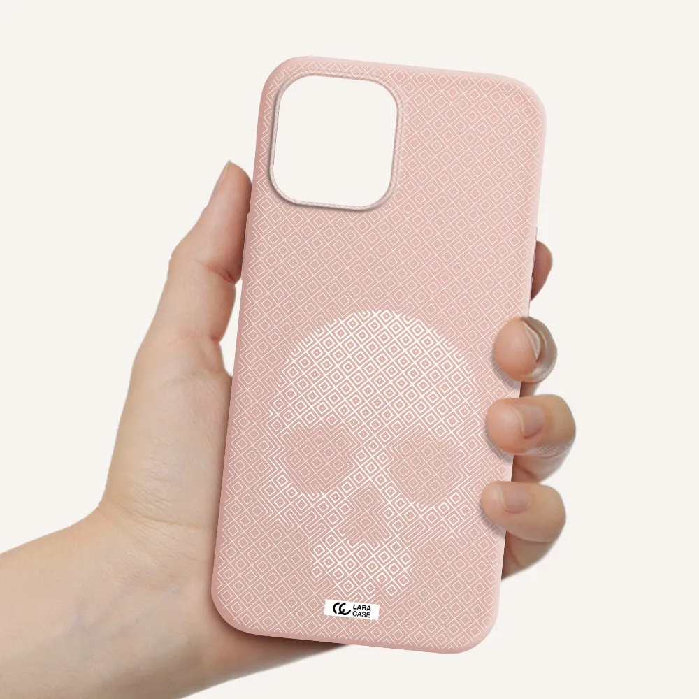 Skull Line Pattern Apple iPhone 12 pro max Silicone pastel pink Case