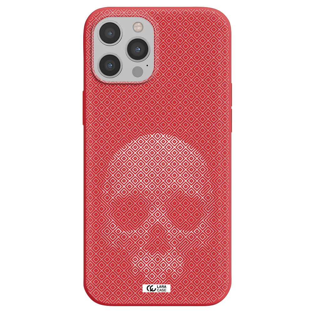 Skull Line Pattern Apple iPhone 12 pro Silicone Imperial Red Case