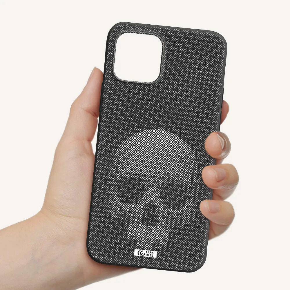 Skull Line Pattern Apple iPhone 12 Silicone black Case