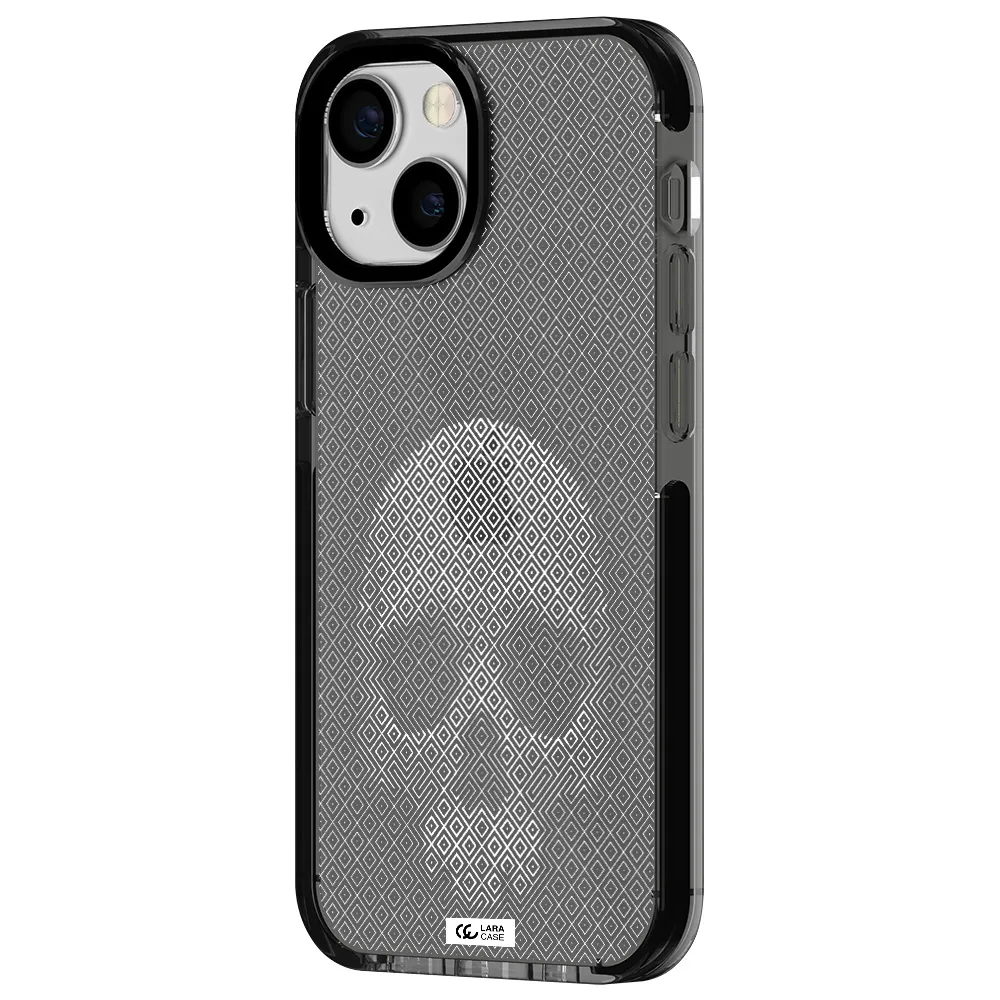 Skull Line Pattern Apple iPhone 13 mini impact Smoke Black Case