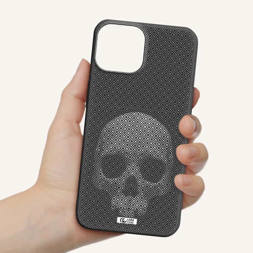 Skull Line Pattern Apple iPhone 13 mini Silicone black Case