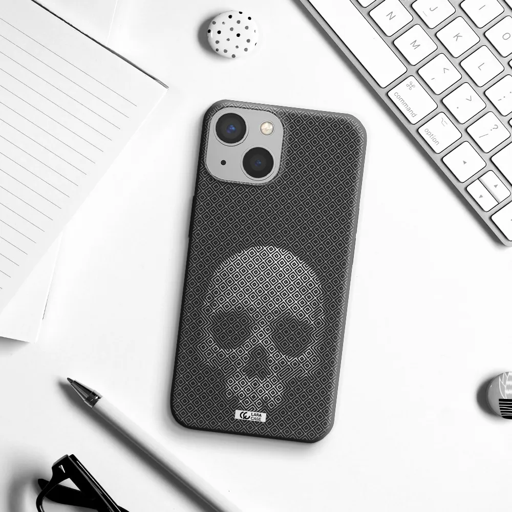 Skull Line Pattern Apple iPhone 13 mini Silicone black Case