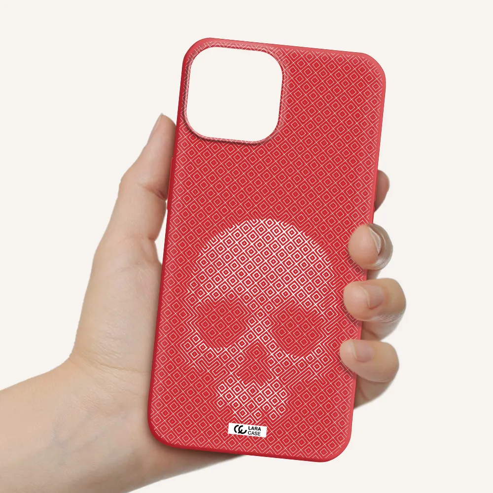 Skull Line Pattern Apple iPhone 13 mini Silicone Imperial Red Case