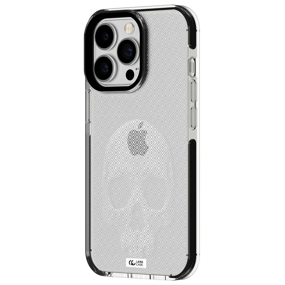 Skull Line Pattern Apple iPhone 13 Pro impact black border Case