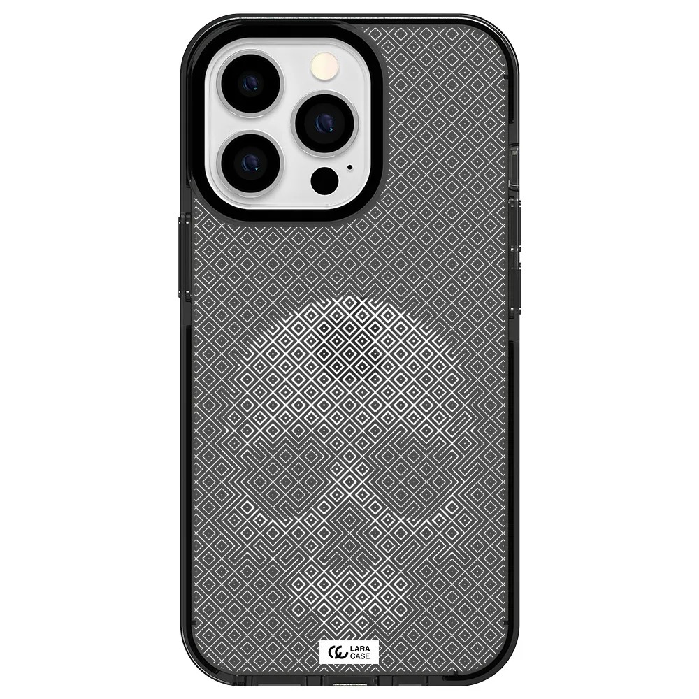 Skull Line Pattern Apple iPhone 13 Pro impact Smoke Black Case