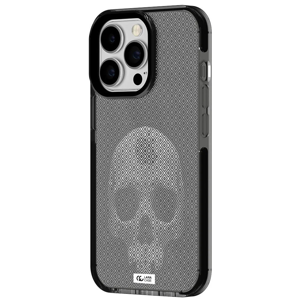 Skull Line Pattern Apple iPhone 13 Pro impact Smoke Black Case
