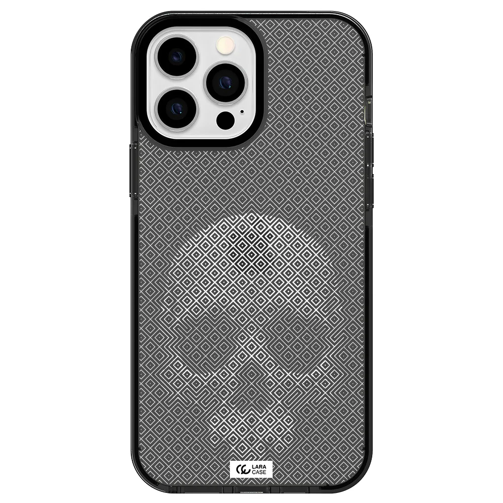Skull Line Pattern Apple iPhone 13 Pro Max impact Smoke Black Case