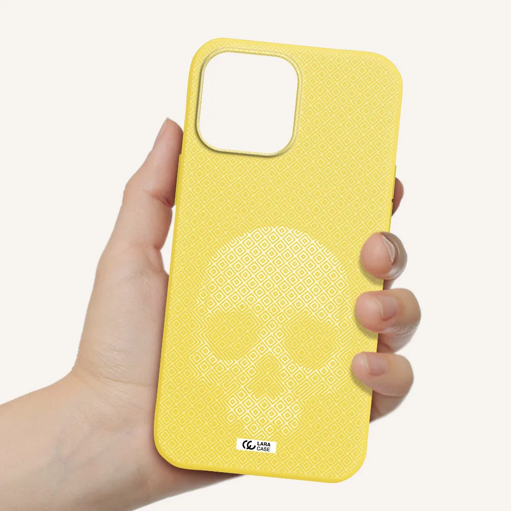 Skull Line Pattern Apple iPhone 13 Pro Max Silicone canary yellow Case