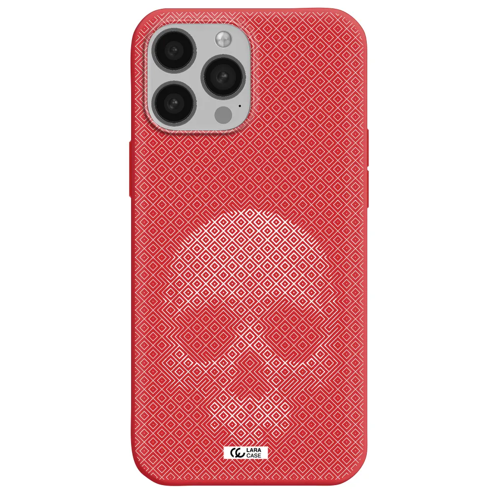 Skull Line Pattern Apple iPhone 13 Pro Max Silicone Imperial Red Case