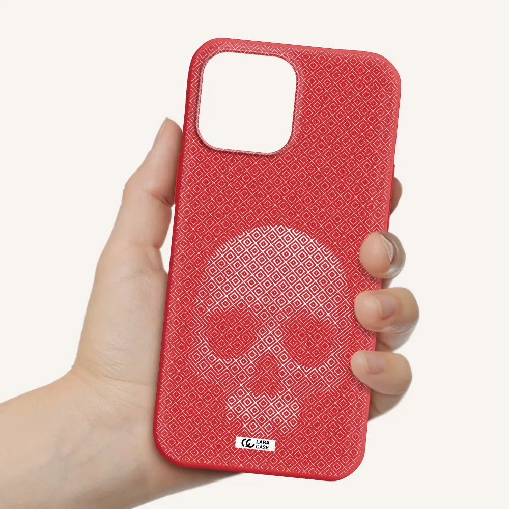 Skull Line Pattern Apple iPhone 13 Pro Max Silicone Imperial Red Case